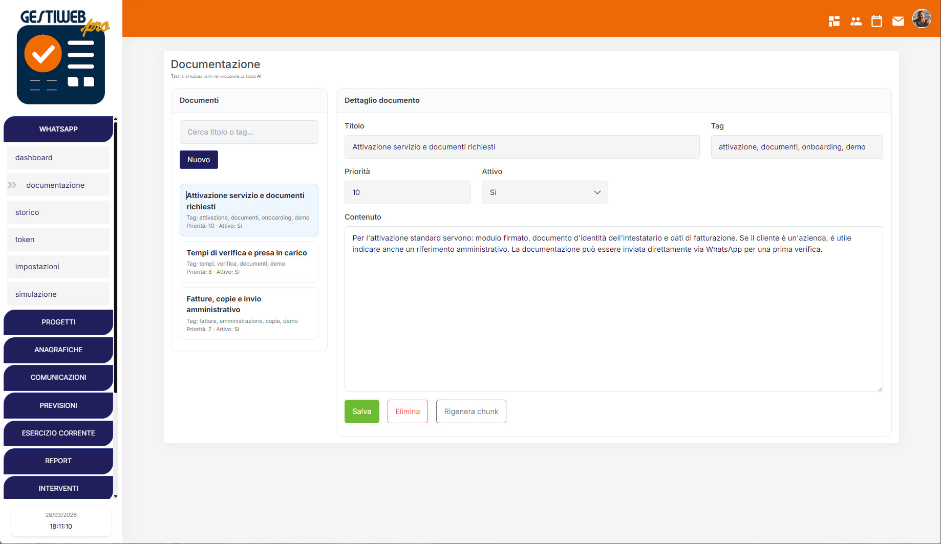 Dettaglio chat e bozza AI
