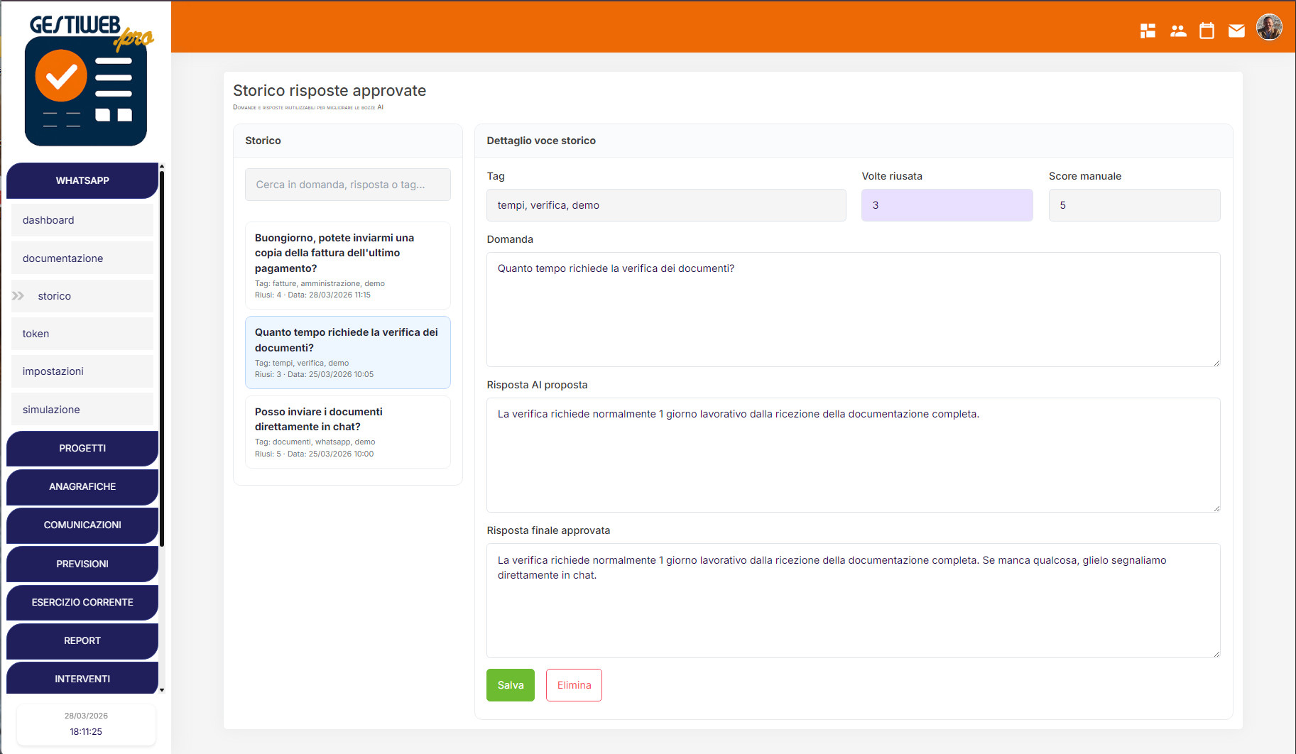 Documentazione e risposte approvate